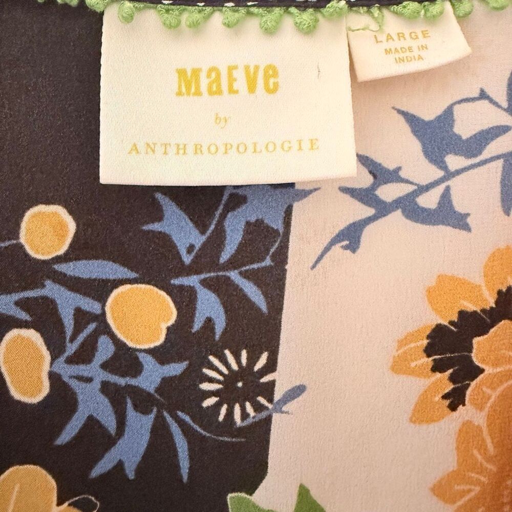 Anthropologie Maeve Clover Cowl Neck Pullover Lightweight Floral Silk Blouse Sz - Picture 11 of 14